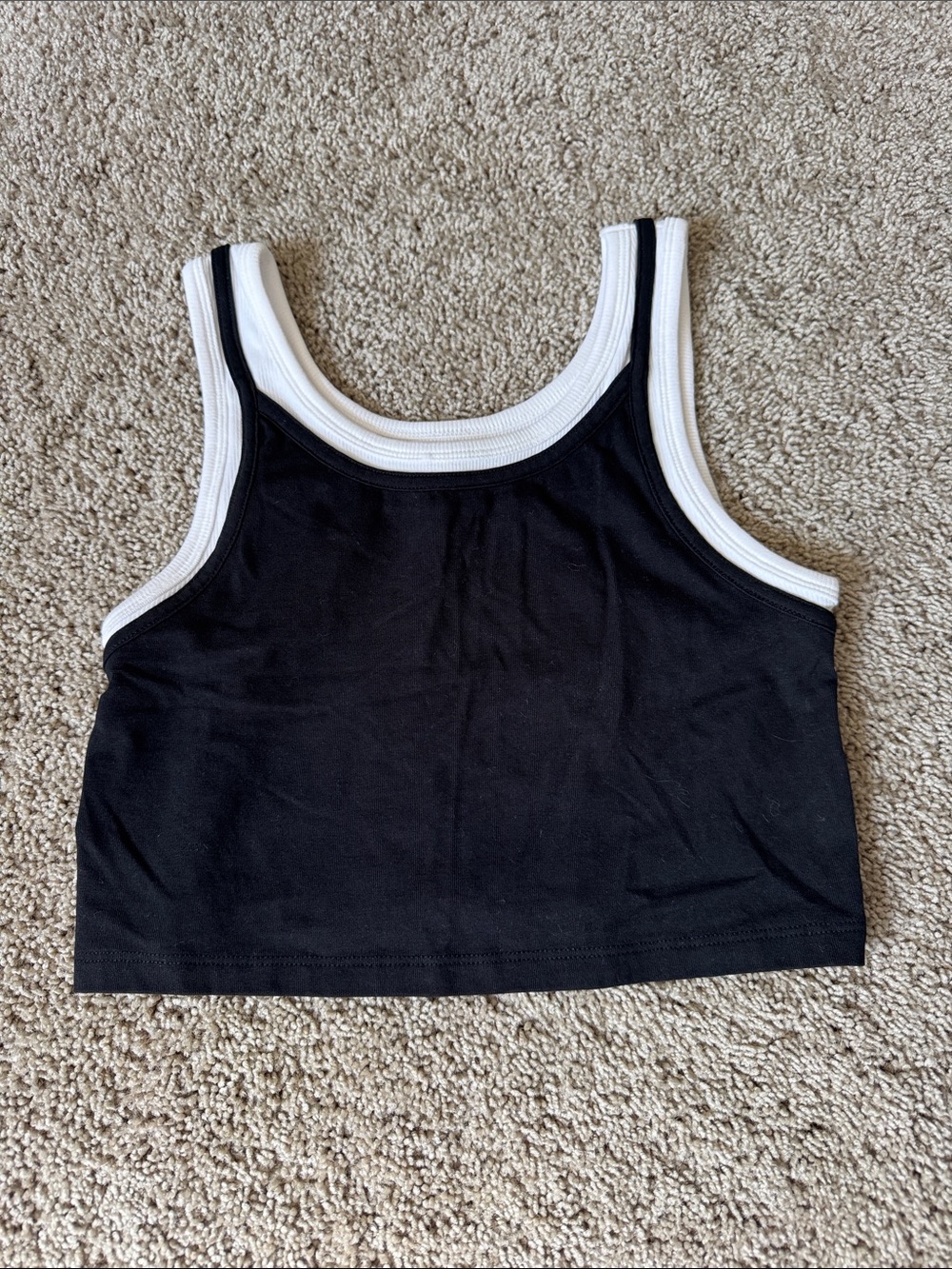 Black and White Cropped Layered Tank Top